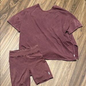 Burgundy T-Shirt and Shorts Set
